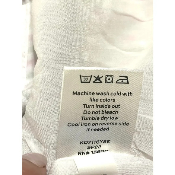 Draper James RSVP Size M Seersucker Puff Sleeve Pink, Green striped Wrap… - Picture 9 of 9